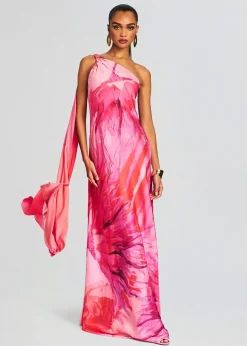 Best Sale Abira One Shoulder Long Dress Tropical Hues