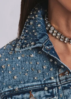 Online Ada Crystal Embellished Denim Jacket Denim