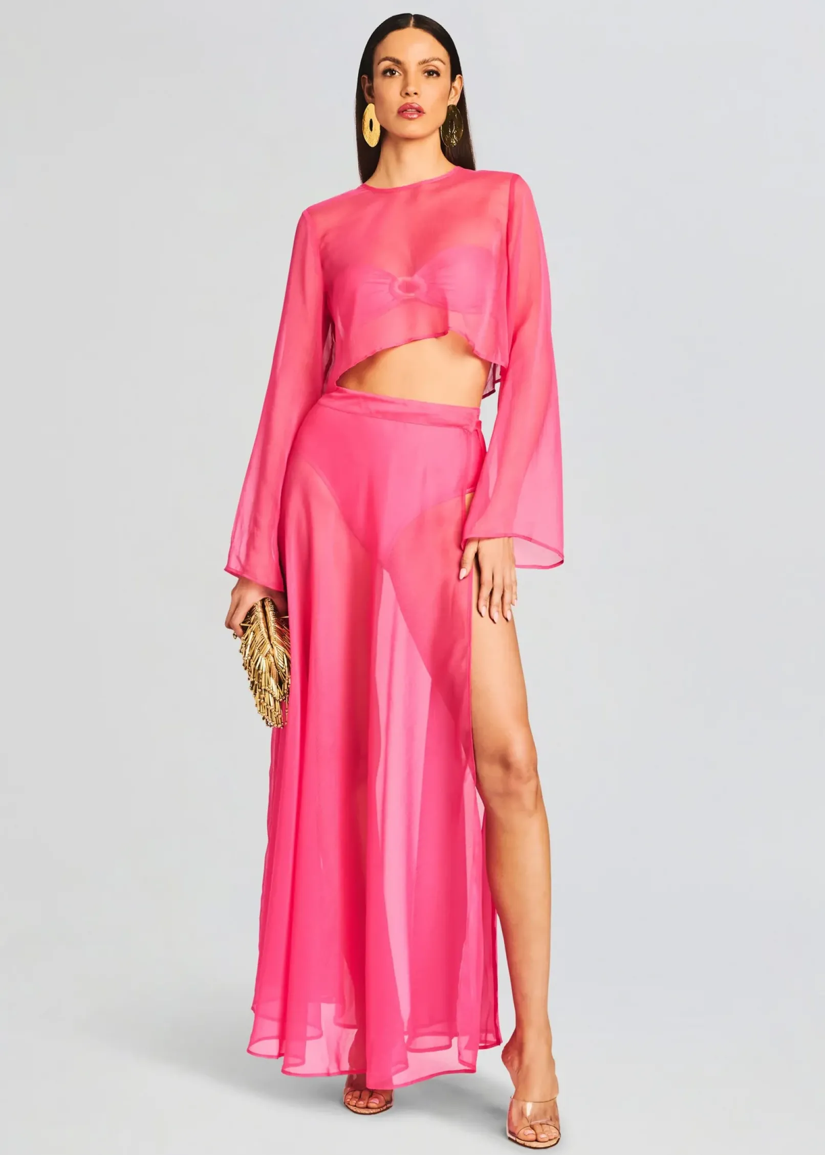 Sale Alaia Long Slit Skirt Sheer Bliss