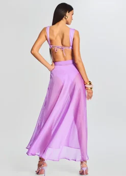 Shop Alaia Long Slit Skirt Swim
