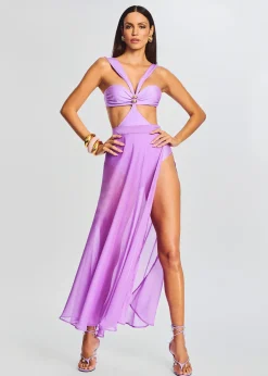 Shop Alaia Long Slit Skirt Swim