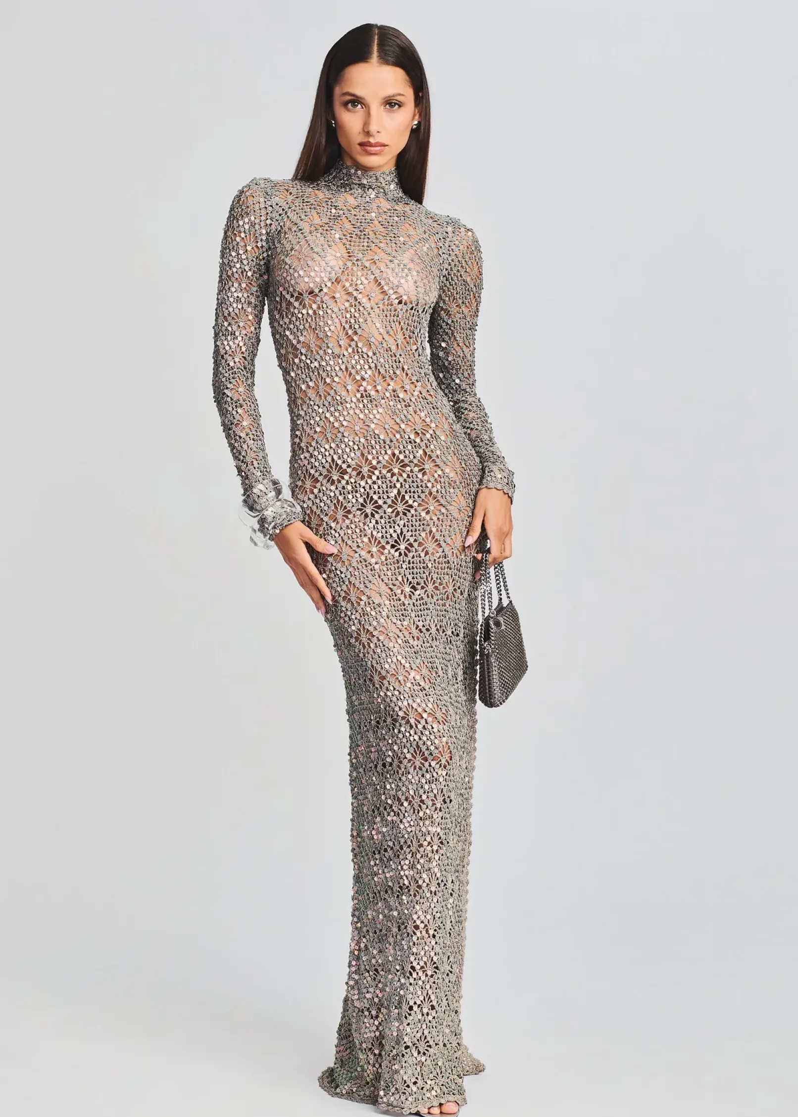 Fashion Alexa Sequin Open Crochet Dress RETROFÊTE