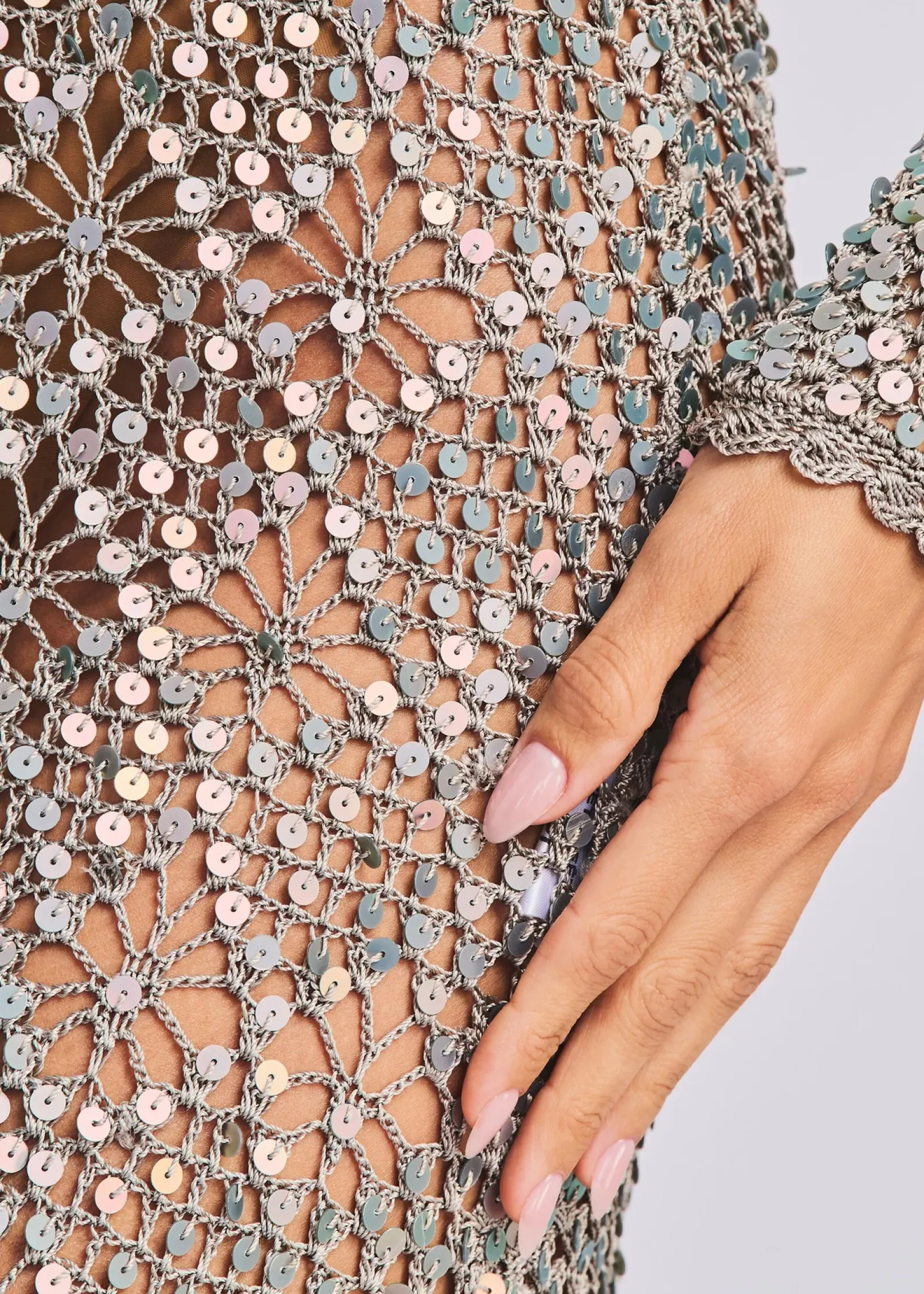 Fashion Alexa Sequin Open Crochet Dress RETROFÊTE