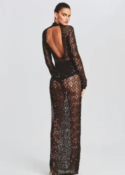 Sale Alexa Sequin Open Crochet Dress RETROFÊTE