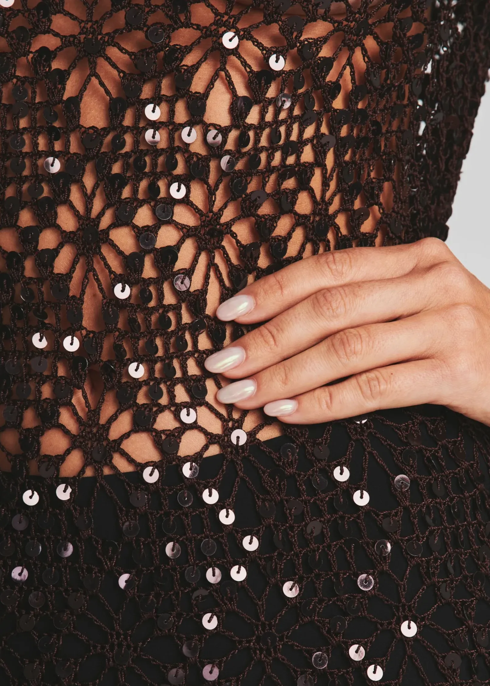 Sale Alexa Sequin Open Crochet Dress RETROFÊTE