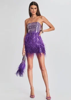 Flash Sale Anastasia Sequin Feather Dress Subtle Shimmer