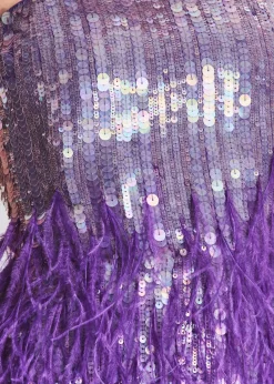 Flash Sale Anastasia Sequin Feather Dress Subtle Shimmer