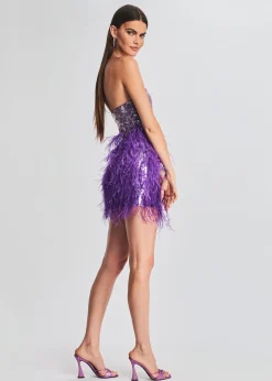 Flash Sale Anastasia Sequin Feather Dress Subtle Shimmer