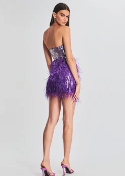 Flash Sale Anastasia Sequin Feather Dress Subtle Shimmer