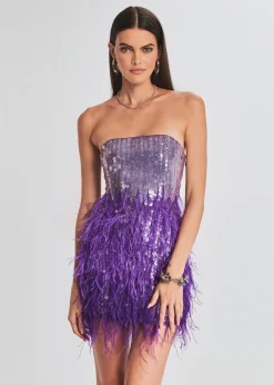Flash Sale Anastasia Sequin Feather Dress Subtle Shimmer