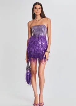 Flash Sale Anastasia Sequin Feather Dress Subtle Shimmer