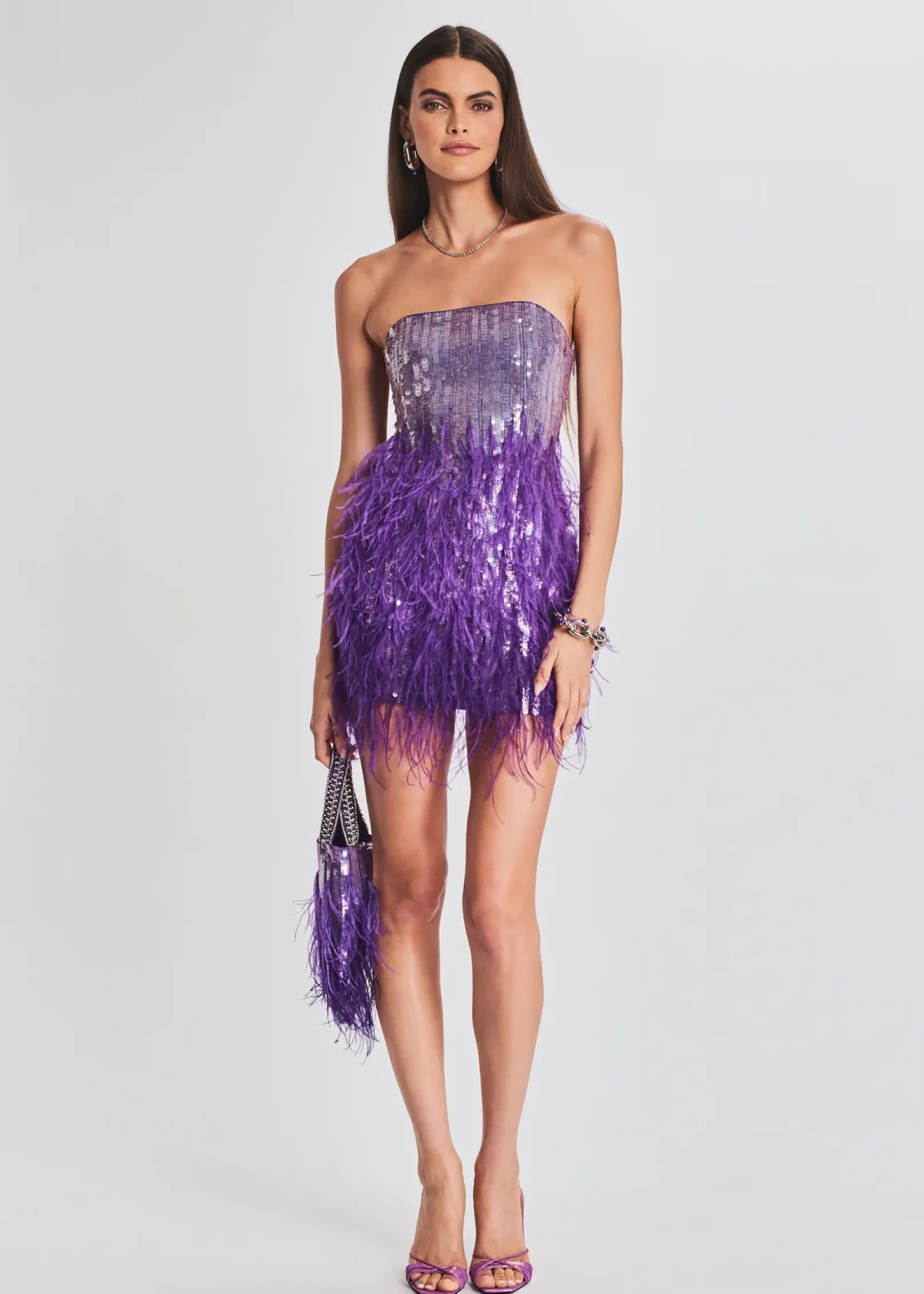 Flash Sale Anastasia Sequin Feather Dress Subtle Shimmer