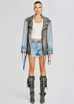 Shop Angel Embellished Denim Short RETROFÊTE