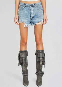 Discount Angel Embellished Denim Short Denim