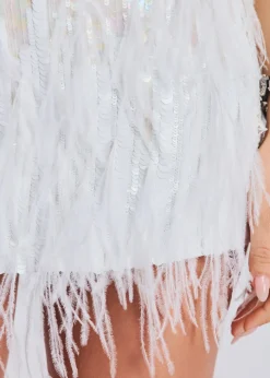Fashion Athana Sequin Feather Skirt Rehearsal Dinner