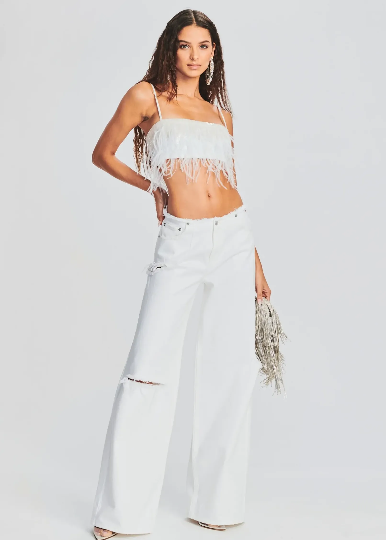 Online August Feather Sequin Top Exclusively Ours