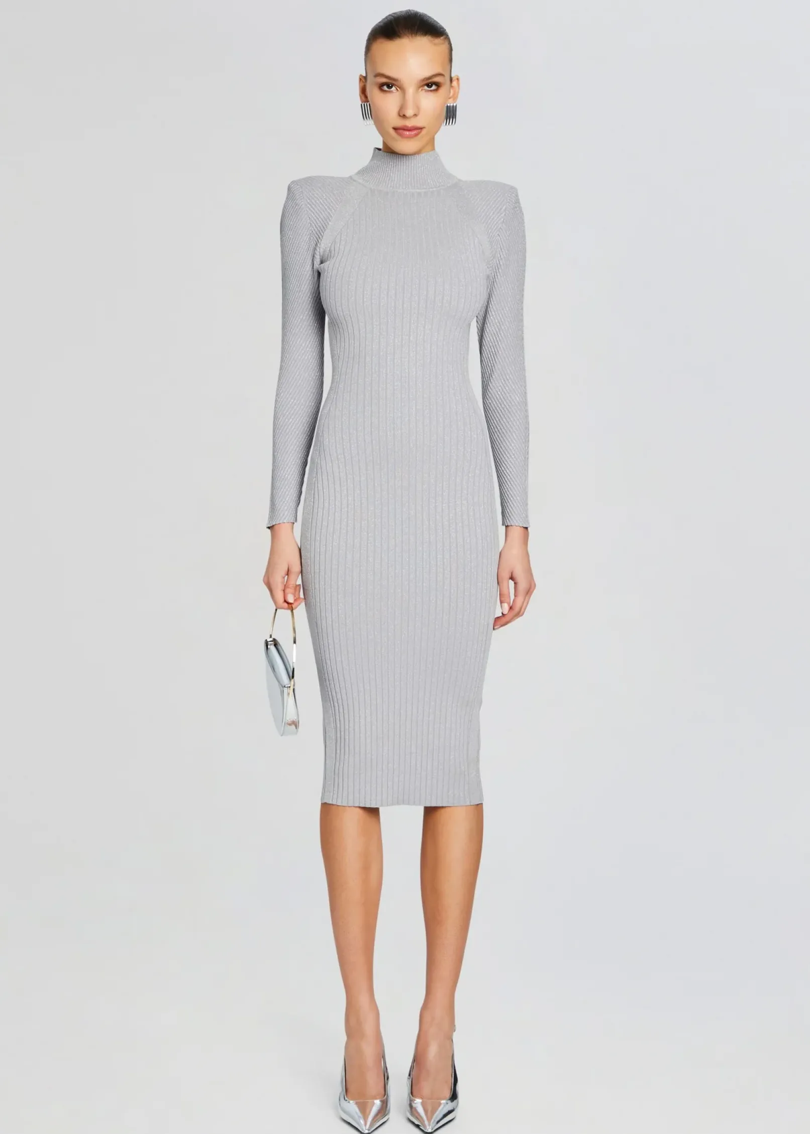 Fashion Aylin Rib Knit Dress Midi