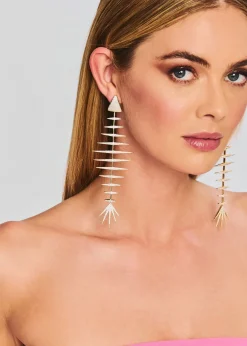 Best Sale Bimini Crystal Fish Bone Earrings Honeymoon Looks