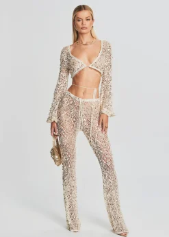 Fashion Brendi Sequin Crochet Pant Subtle Shimmer