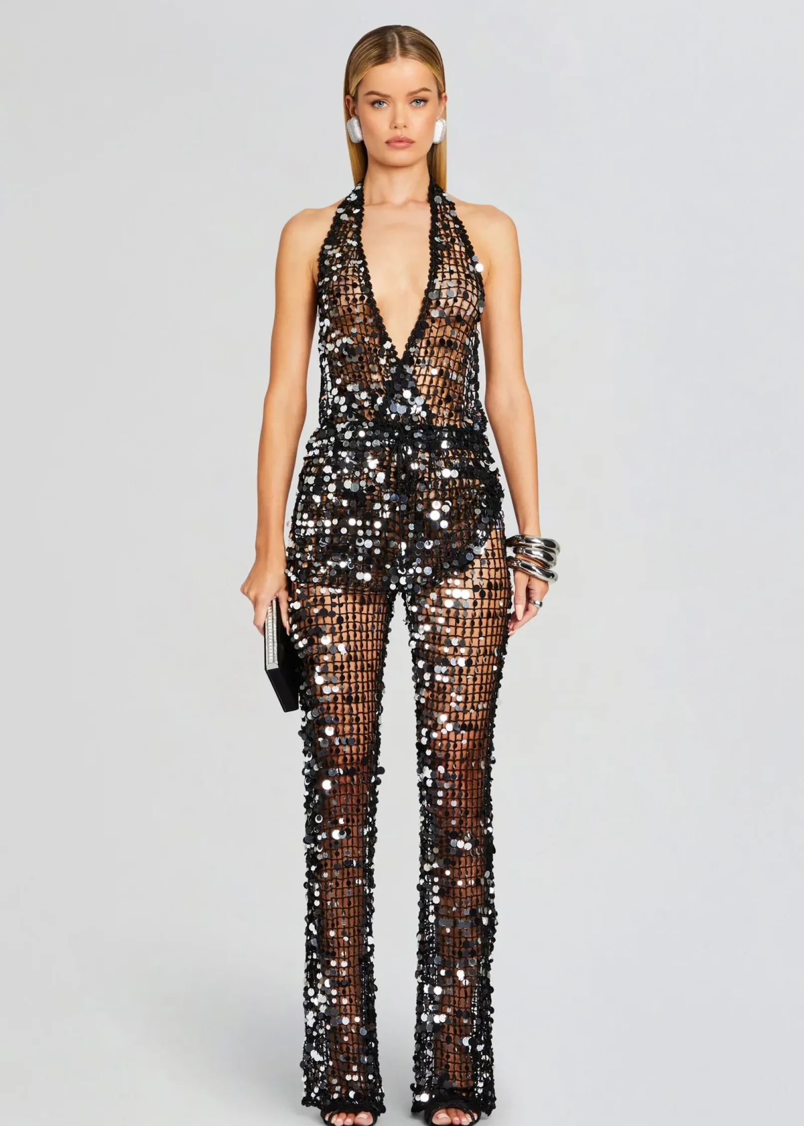 Cheap Cali Sequin Crochet Jumpsuit RETROFÊTE