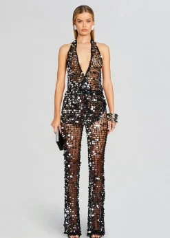 Shop Cali Sequin Crochet Jumpsuit Subtle Shimmer