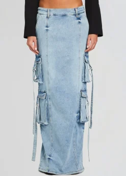 Discount Cerise Cargo Denim Skirt Denim