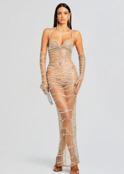 Best Sale Citrine Embellished Dress Maxi
