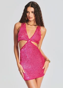 Online Crystal Sequin Crochet Dress Dresses