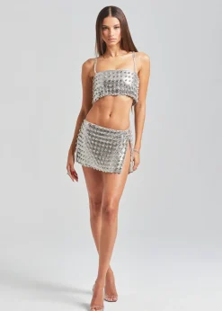 Best Deandra Embellished Chainmail Skirt Subtle Shimmer