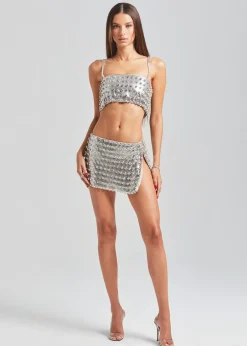 Best Deandra Embellished Chainmail Skirt Subtle Shimmer