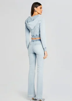 Sale Edith Terry Cropped Hoodie Denim