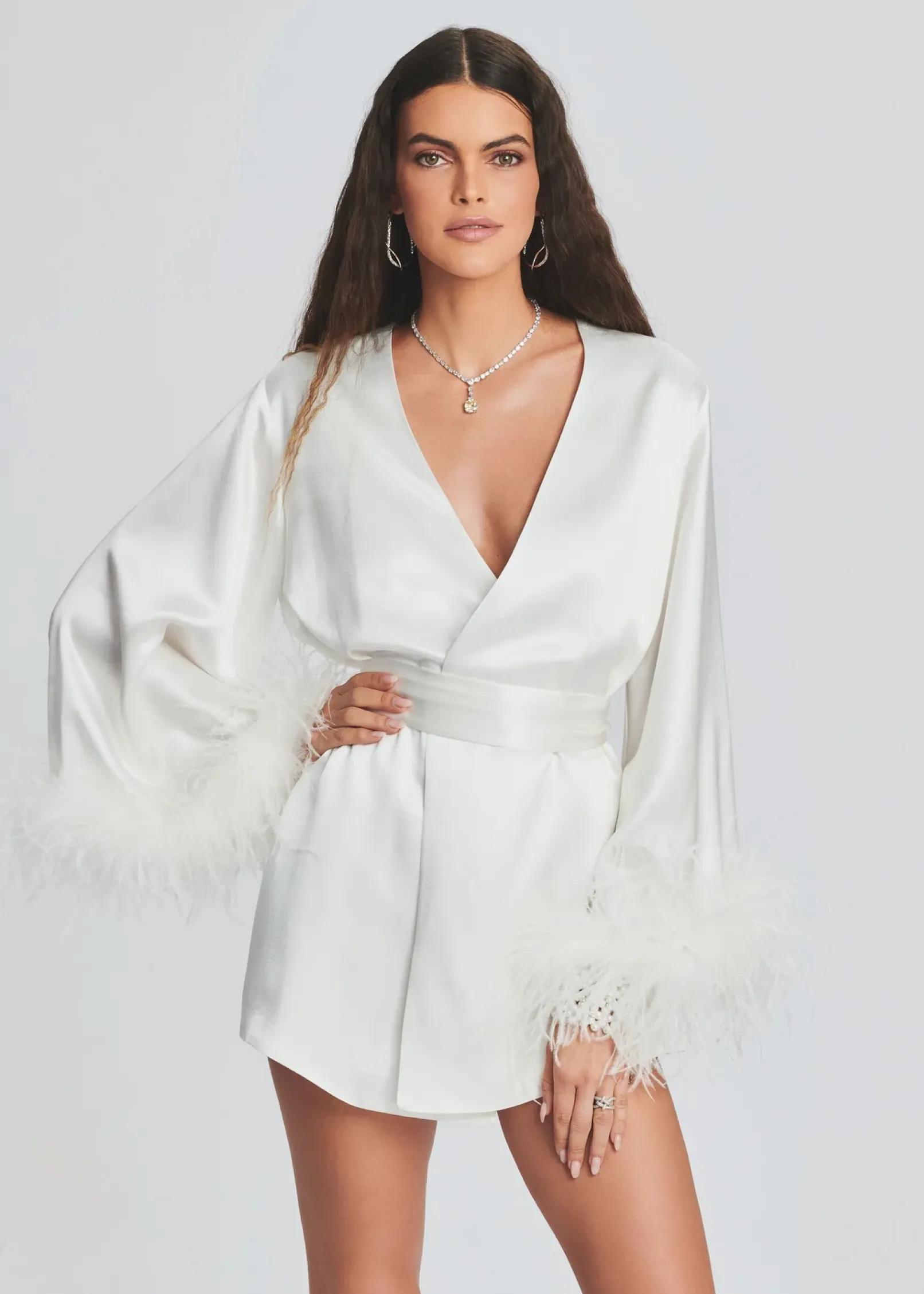 Shop Eva Feather Robe Reception Dresses