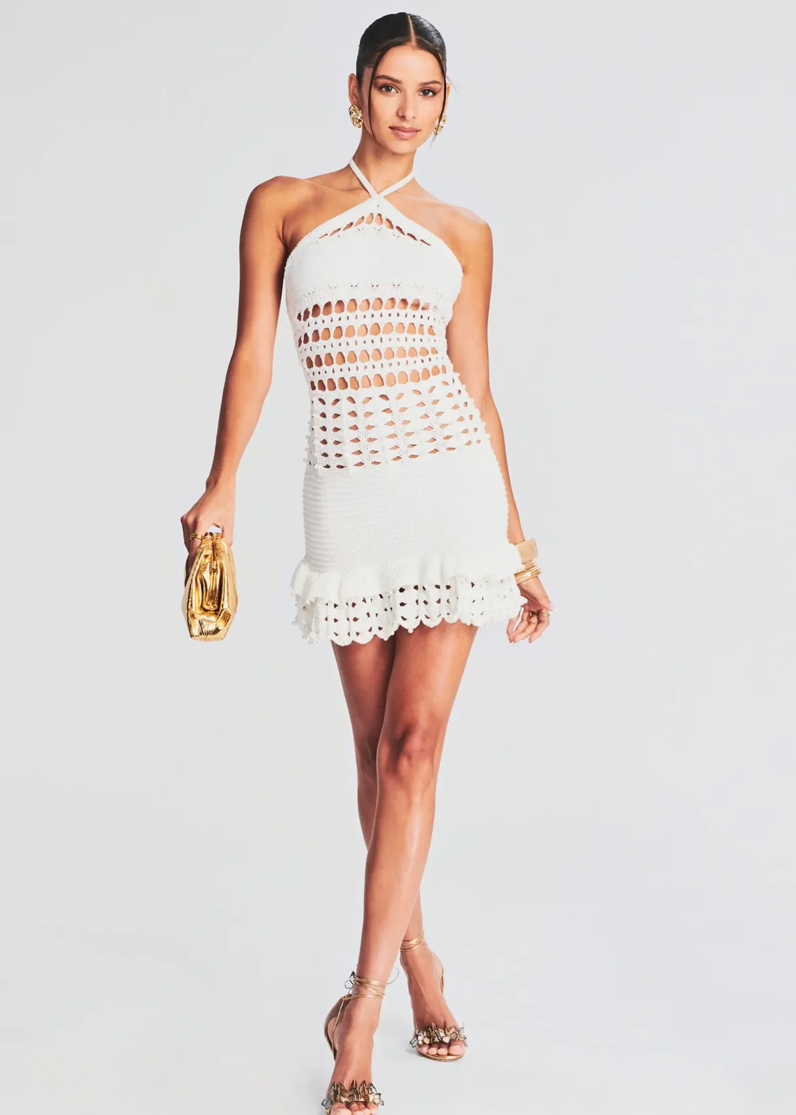 Fashion Eze Crochet Pearl Embellished Dress RETROFÊTE