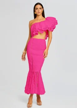 Best Fray Long Skirt Tropical Hues