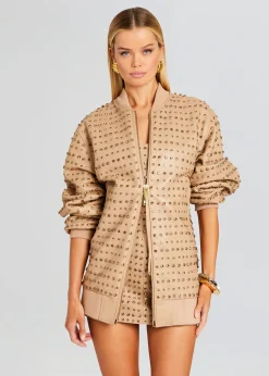 Clearance Gianna Embellished Leather Jacket Jackets