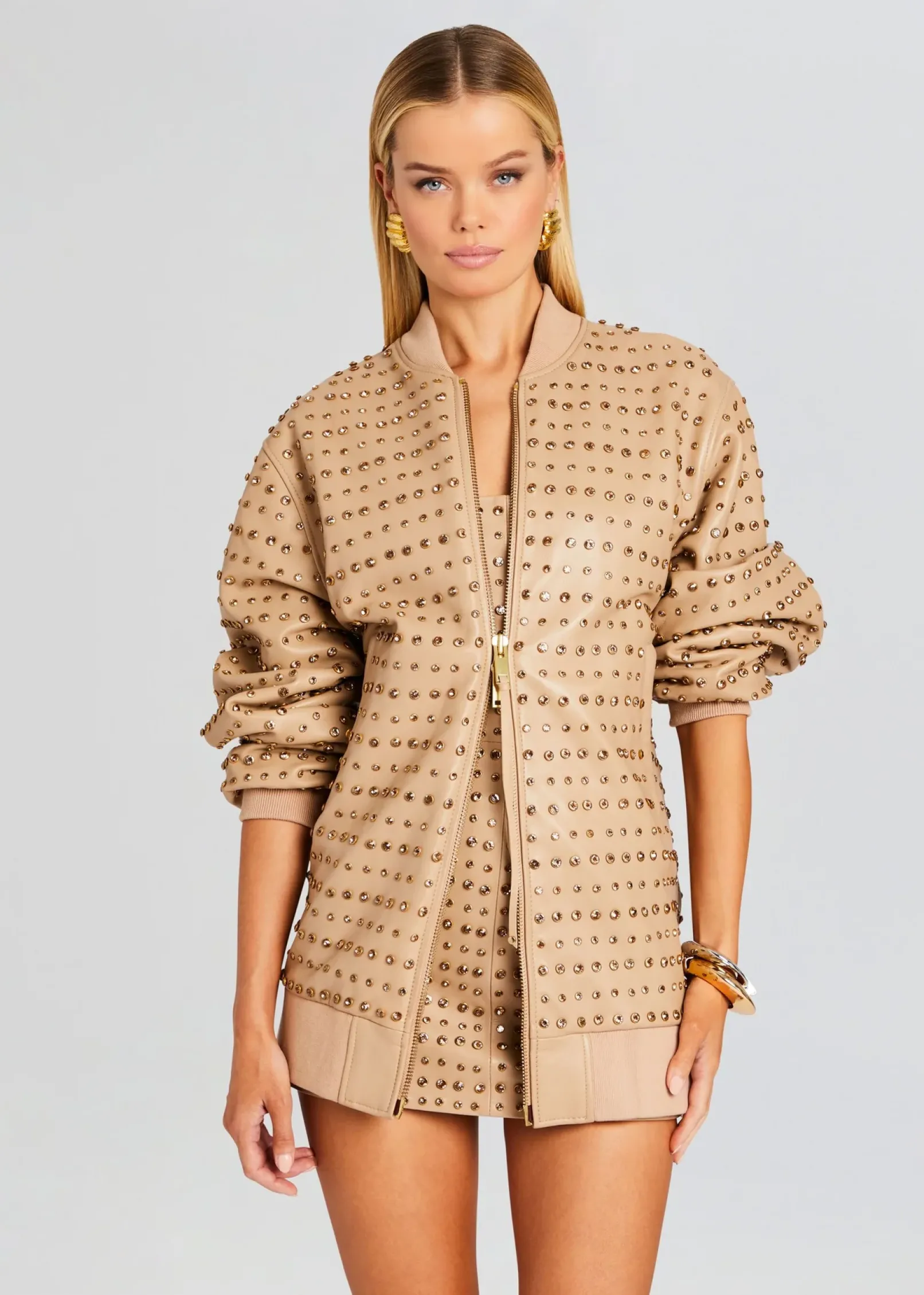 Clearance Gianna Embellished Leather Jacket Jackets