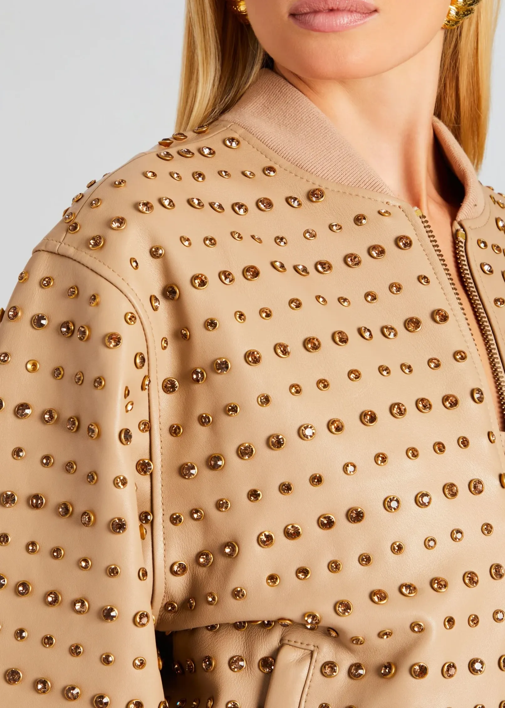 Clearance Gianna Embellished Leather Jacket Jackets