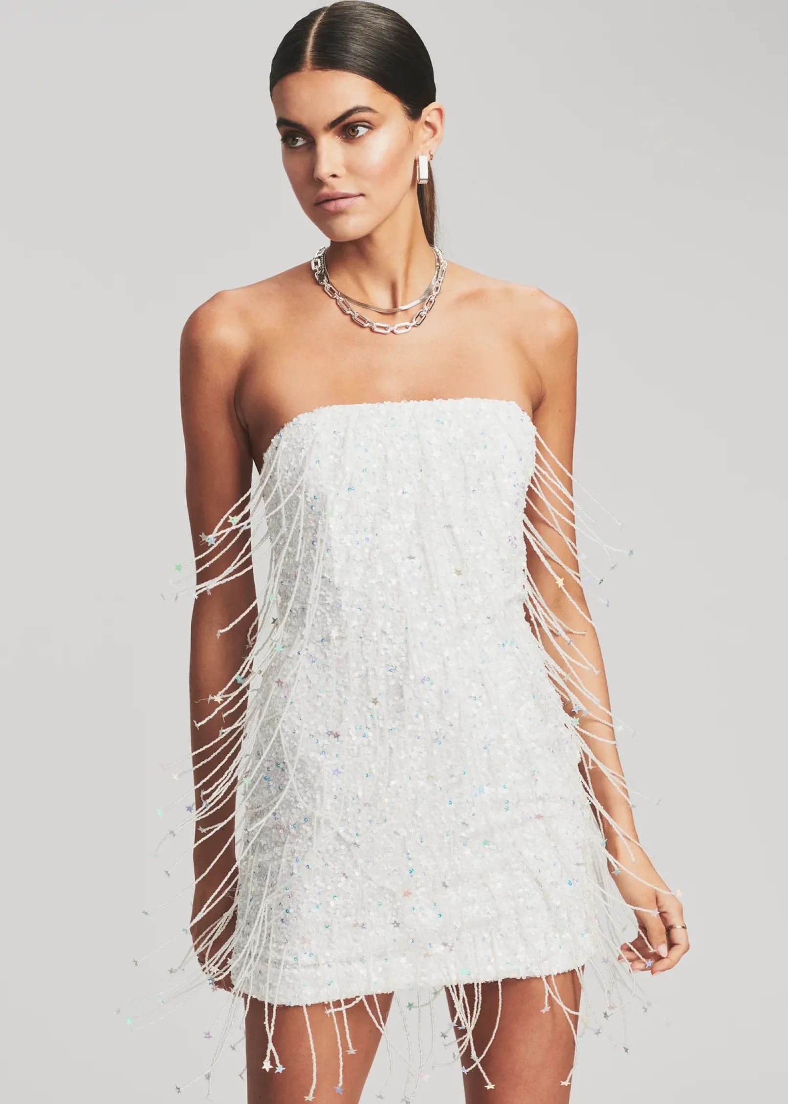 Fashion Heather Sequin Star Fringe Dress Rehearsal Dinner