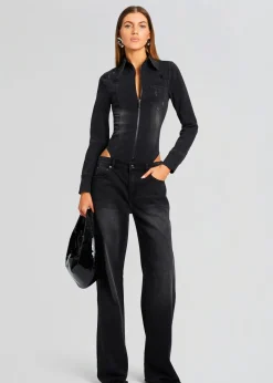 Fashion Helena Denim Bodysuit Denim