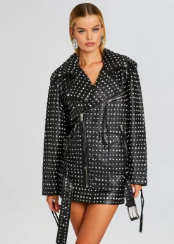 Clearance Icon Embellished Leather Jacket Exclusively Ours
