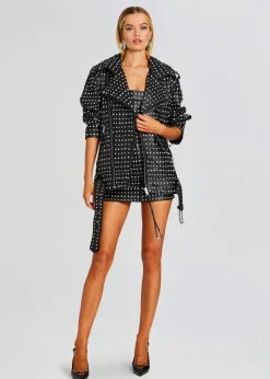 Clearance Icon Embellished Leather Jacket Exclusively Ours
