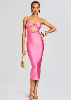New Ida Lycra Midi Dress Tropical Hues