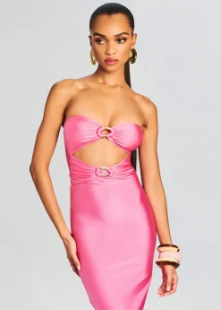 New Ida Lycra Midi Dress Tropical Hues