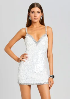 Discount Ivanna Feather Sequin Dress Rehearsal Dinner