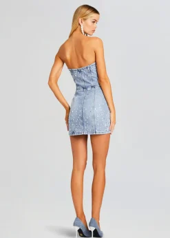 Cheap Kamna Embellished Denim Dress Mini