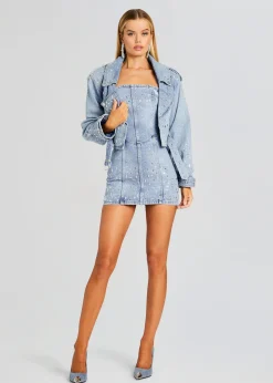 Cheap Kamna Embellished Denim Dress Mini
