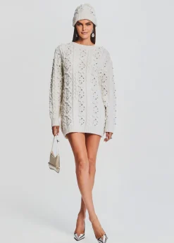 Best Maple Embellished Sweater Dress Dresses