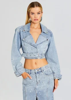 Store Marcie Embellished Denim Jacket Subtle Shimmer