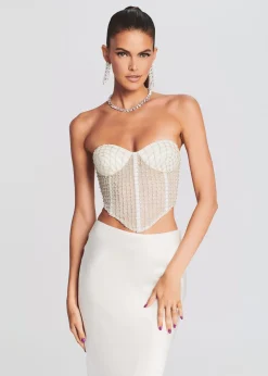 Discount Margery Embellished Bustier Top Rehearsal Dinner
