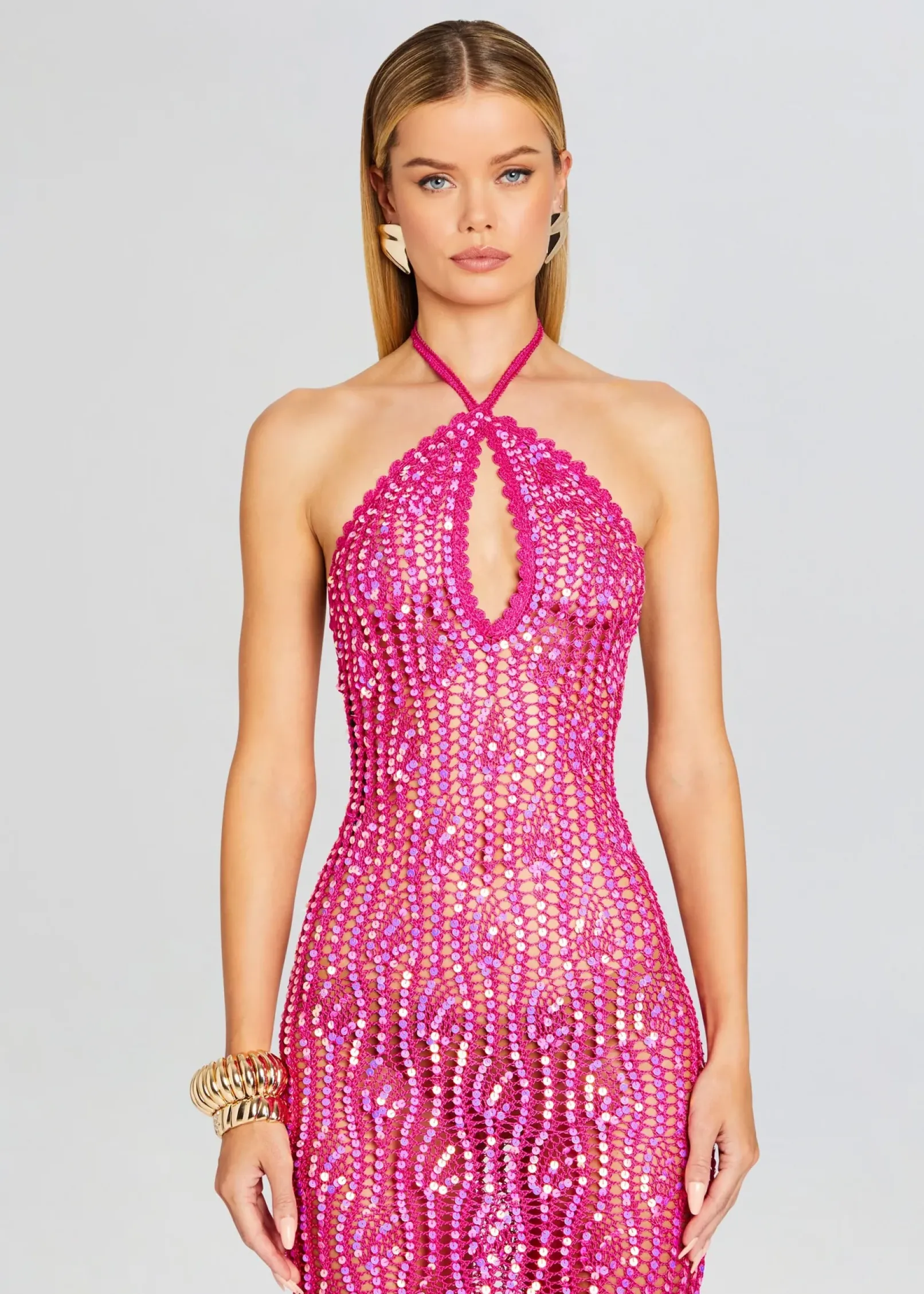 Best Sale Massie Sequin Crochet Dress Subtle Shimmer
